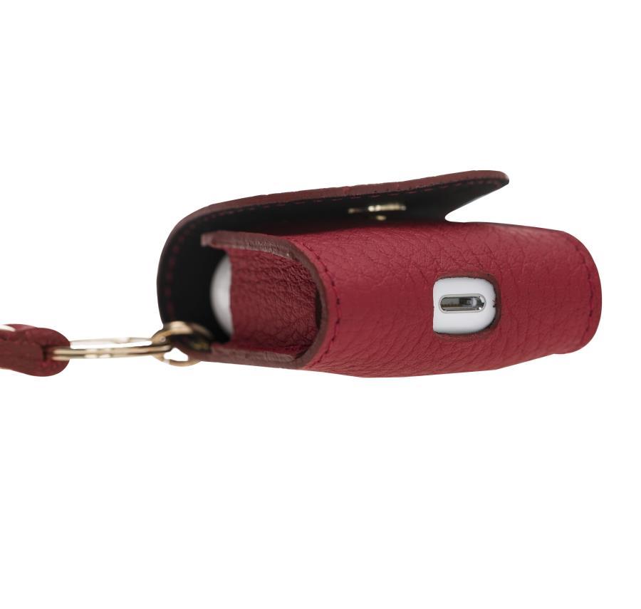 Bluetooth Kulaklıklar Apple AirPods 2.nesil Uyumlu Deri Kılıf Mai Snap ERC2 Kırmızı Satın Al