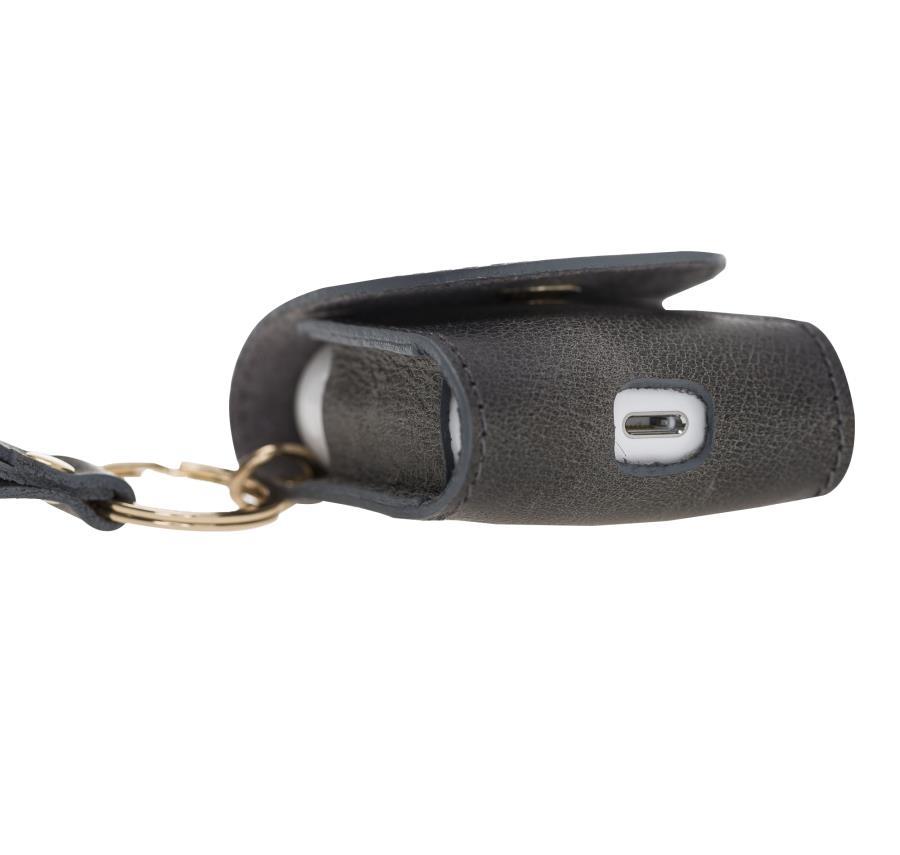 Bluetooth Kulaklıklar Apple AirPods 2.nesil Uyumlu Deri Kılıf Mai Snap TN18 Gri Satın Al