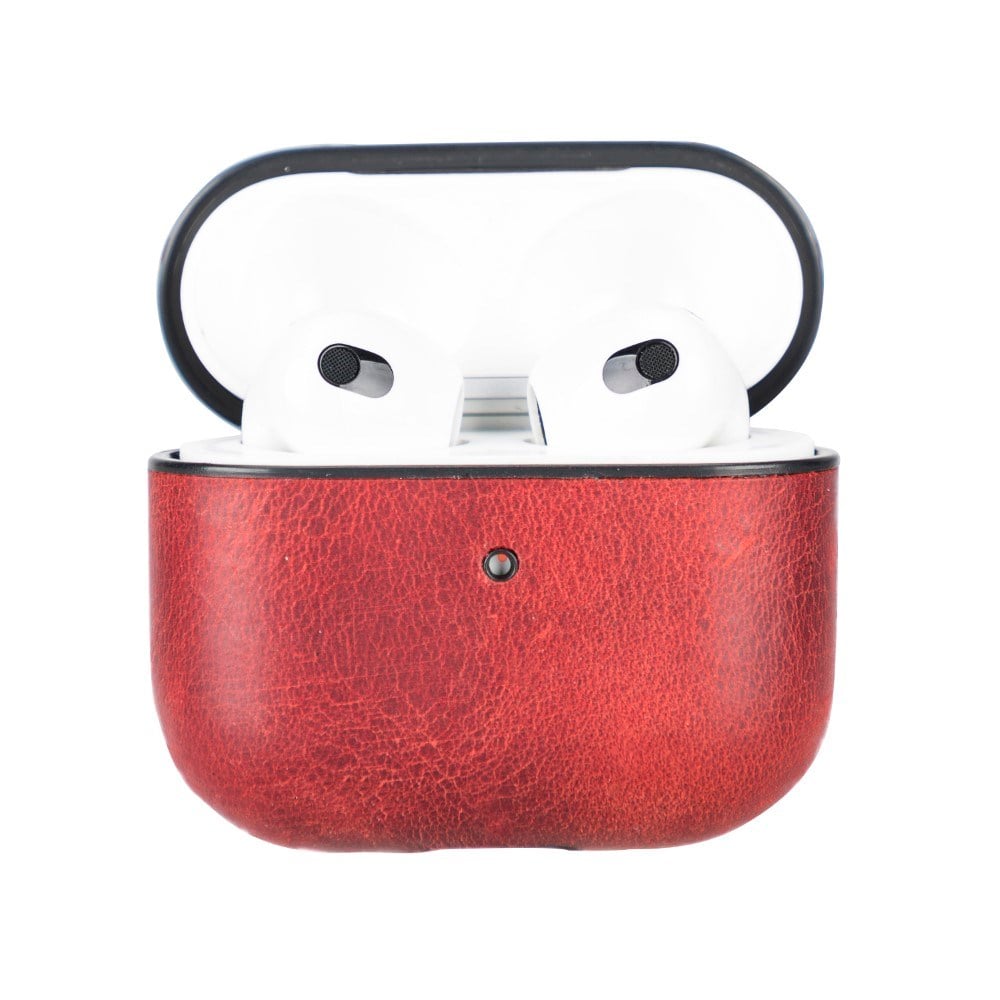 Bluetooth Kulaklıklar Apple AirPods 3.nesil Uyumlu Deri Kılıf Juni AA4 Kırmızı Satın Al