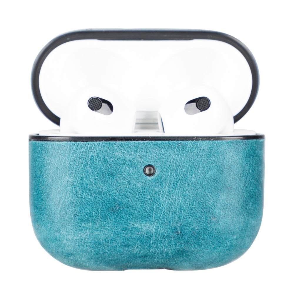 Bluetooth Kulaklıklar Apple AirPods 3.nesil Uyumlu Deri Kılıf Juni AA32 Mavi Satın Al