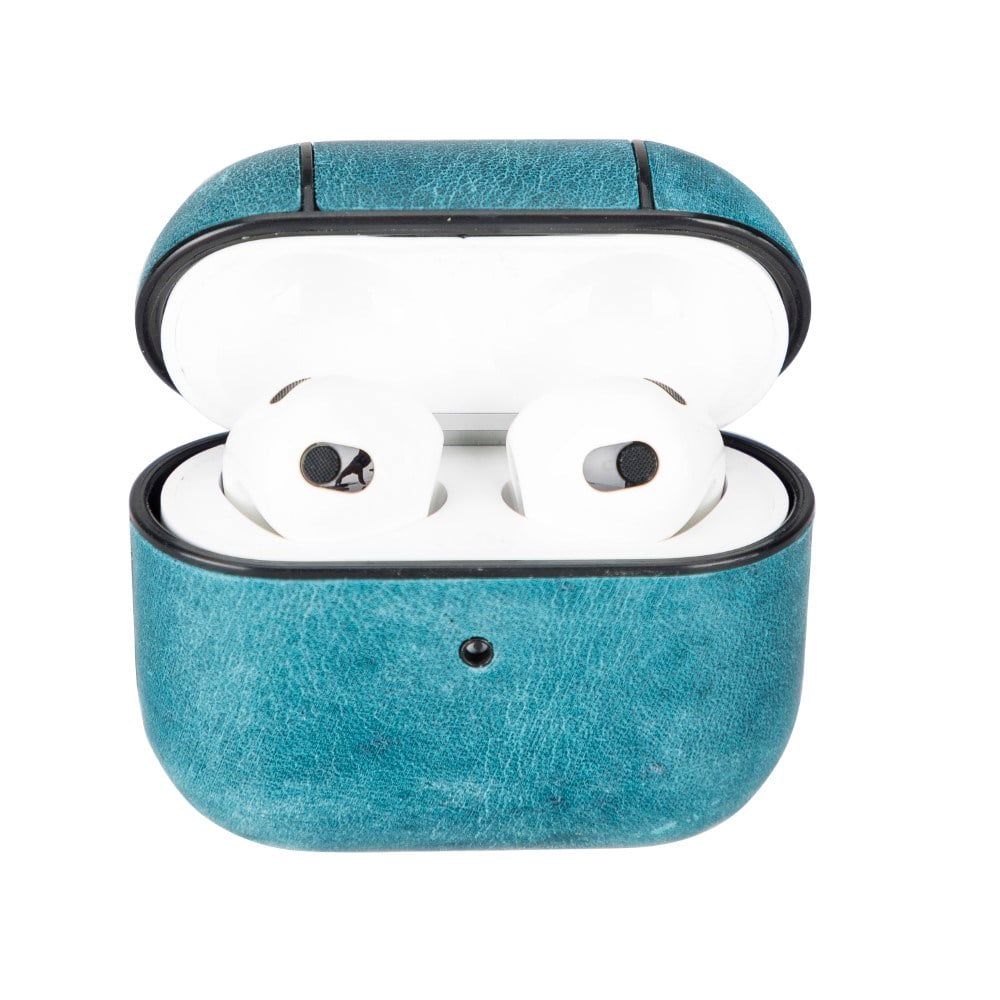 Bluetooth Kulaklıklar Apple AirPods 3.nesil Uyumlu Deri Kılıf Juni AA32 Mavi Satın Al