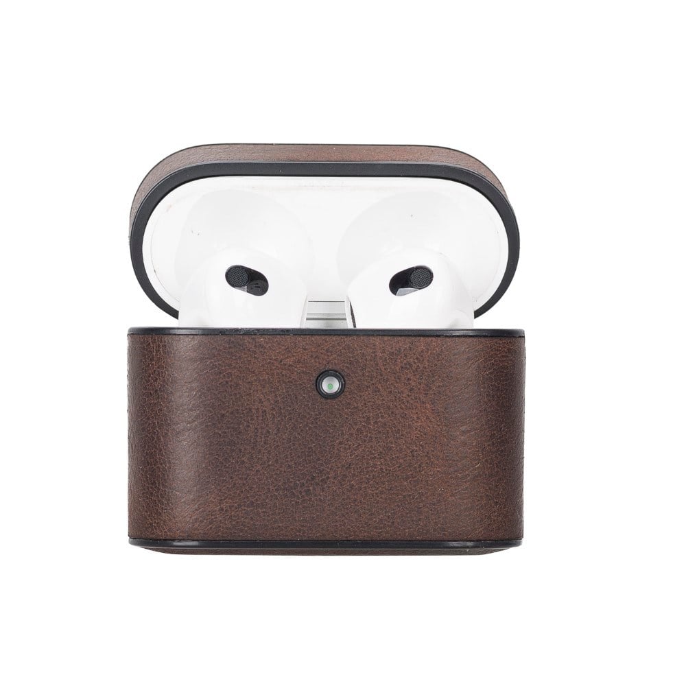 Bluetooth Kulaklıklar Casquet Apple AirPods 3.nesil Uyumlu Deri Kılıf RO6 Kahverengi Satın Al