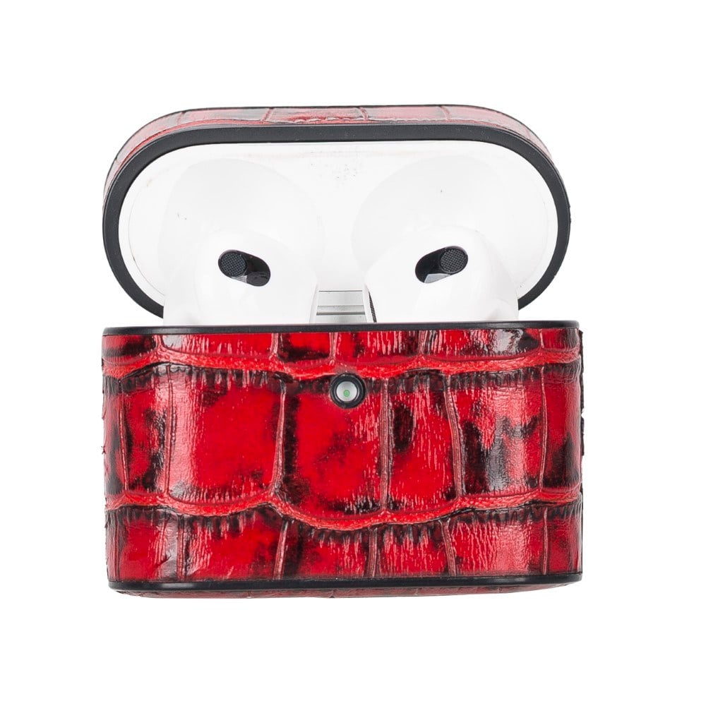 Bluetooth Kulaklıklar Casquet Apple AirPods 3.nesil Uyumlu Deri Kılıf YK5 Kırmızı Satın Al