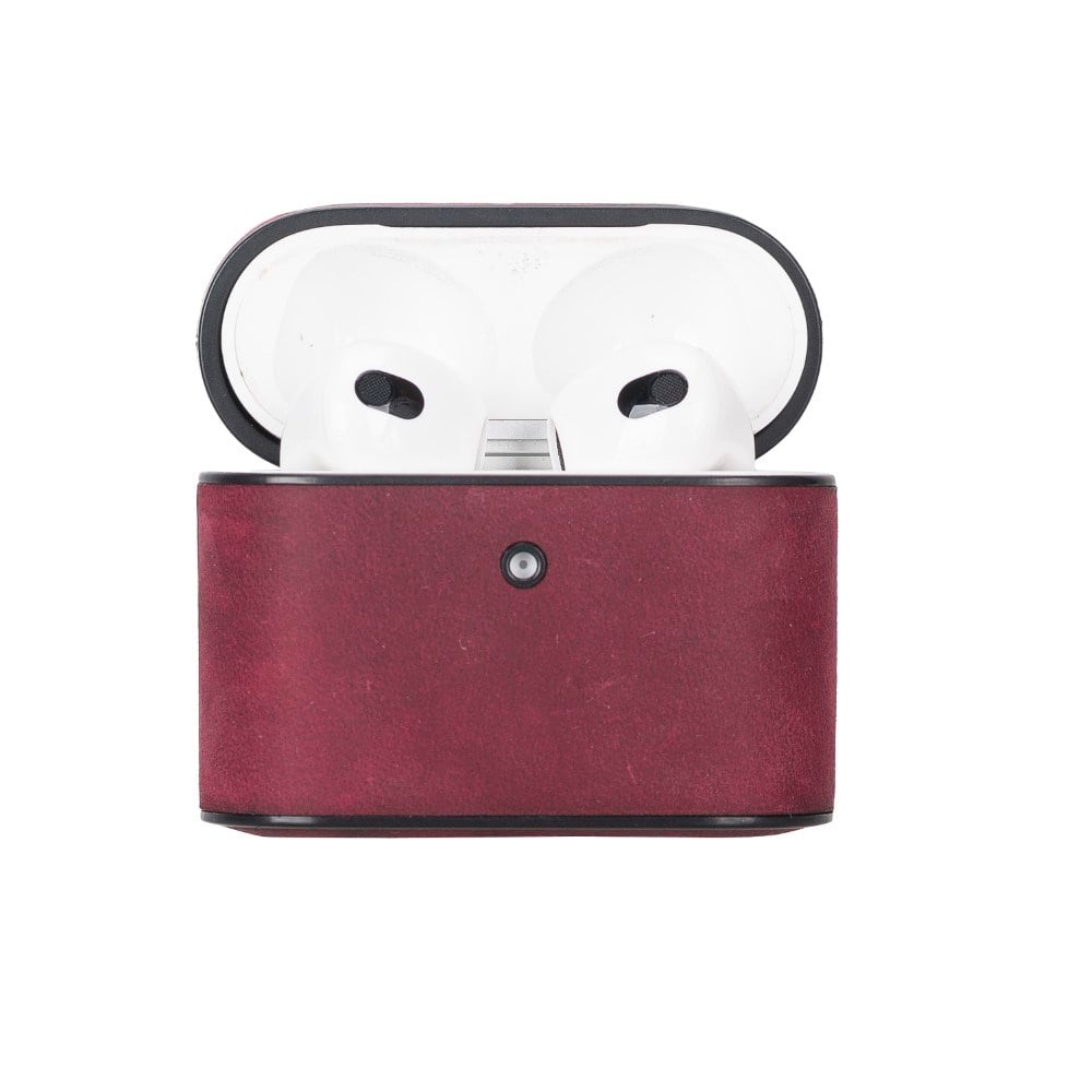 Bluetooth Kulaklıklar Casquet Apple AirPods 3.nesil Uyumlu Deri Kılıf Fuşya Satın Al