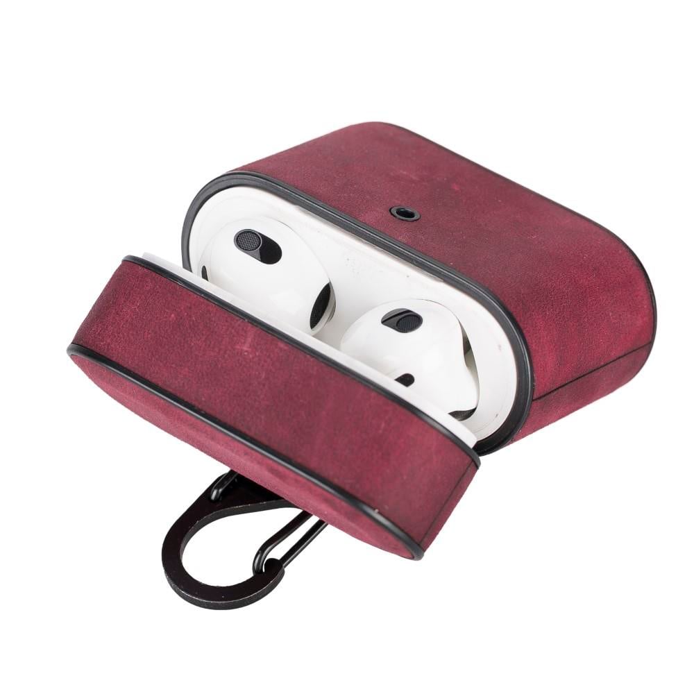 Bluetooth Kulaklıklar Casquet Apple AirPods 3.nesil Uyumlu Deri Kılıf Fuşya Satın Al