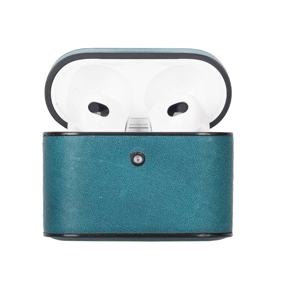 Bluetooth Kulaklıklar Casquet Apple AirPods 3.nesil Uyumlu Deri Kılıf AA32 Mavi Satın Al