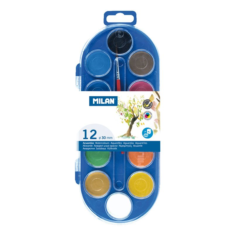 Boya ve Resim Kalemleri MILAN 80011 WATER COLOUR SULUBOYA (30MM) - 12'Lİ Satın Al