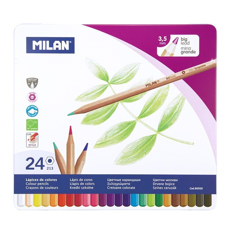 Boya ve Resim Kalemleri MILAN 80058 ALTIGEN KURU BOYA KALEMİ METAL KUTU (3,5MM UÇ) - 24'LÜ Satın Al
