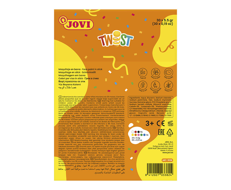 Boyama Ürünleri JOVI 193 YÜZ BOYASI STİK KALEM 6 RENK - 30'LU SET Satın Al