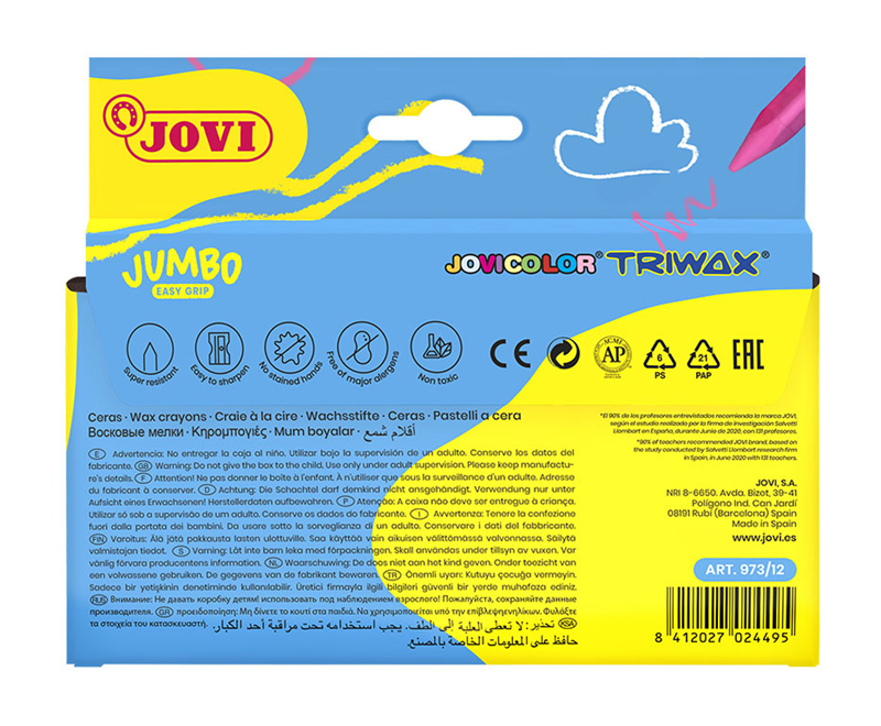 Boyama Ürünleri JOVI 973/12 TRIWAX JUMBO MUM BOYA - 12'Lİ Satın Al