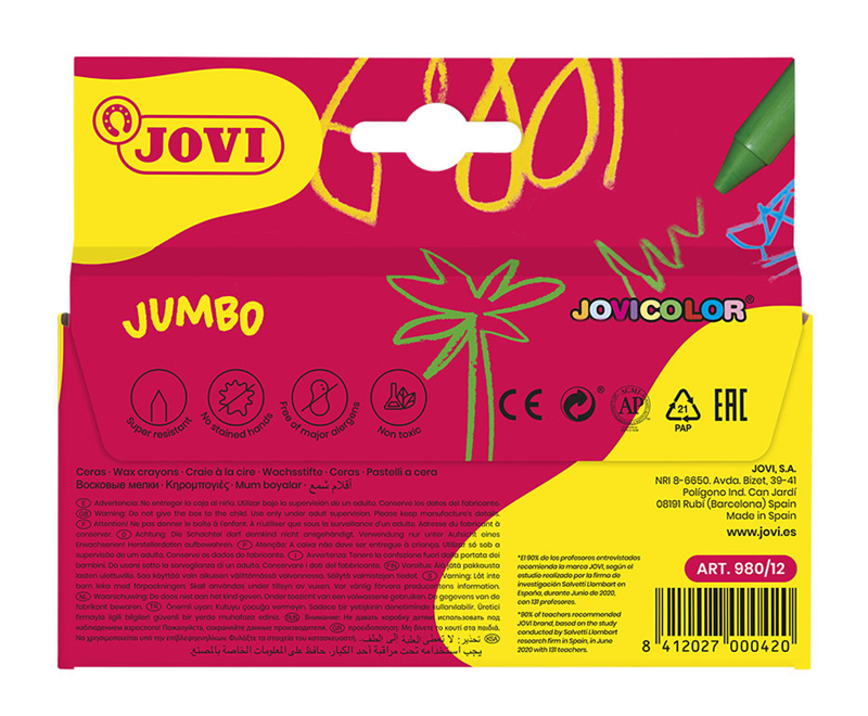 Boyama Ürünleri JOVI 980/12 JUMBO YUVARLAK MUM BOYA - 12'Lİ Satın Al