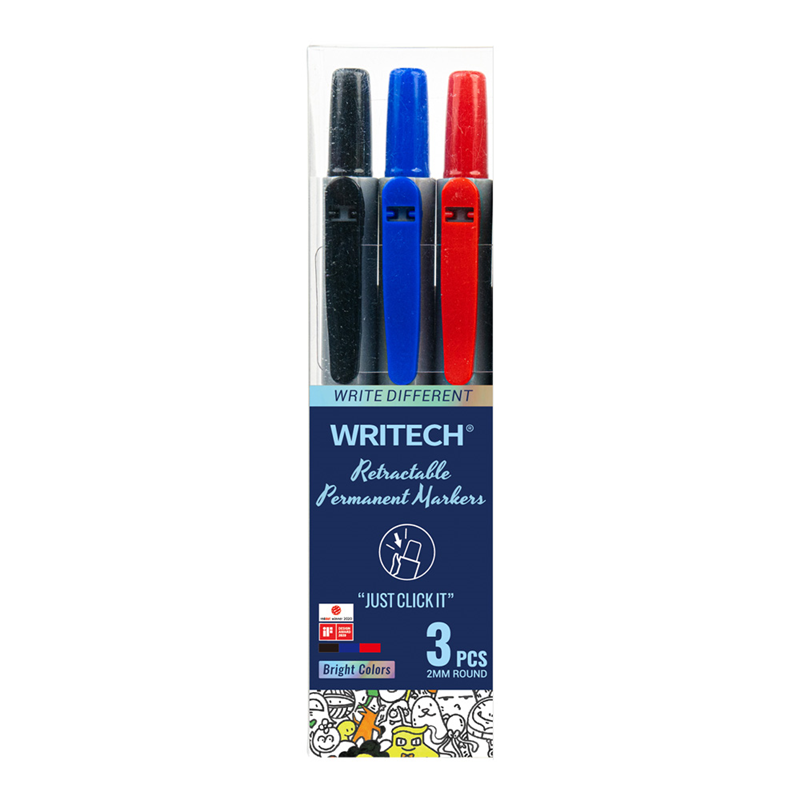 Cam ve Boyama Markörleri WRITECH W-805P BASMALI PERMANENT KALEM (SİYAH-MAVİ-KIRMIZI) - 3'LÜ Satın Al