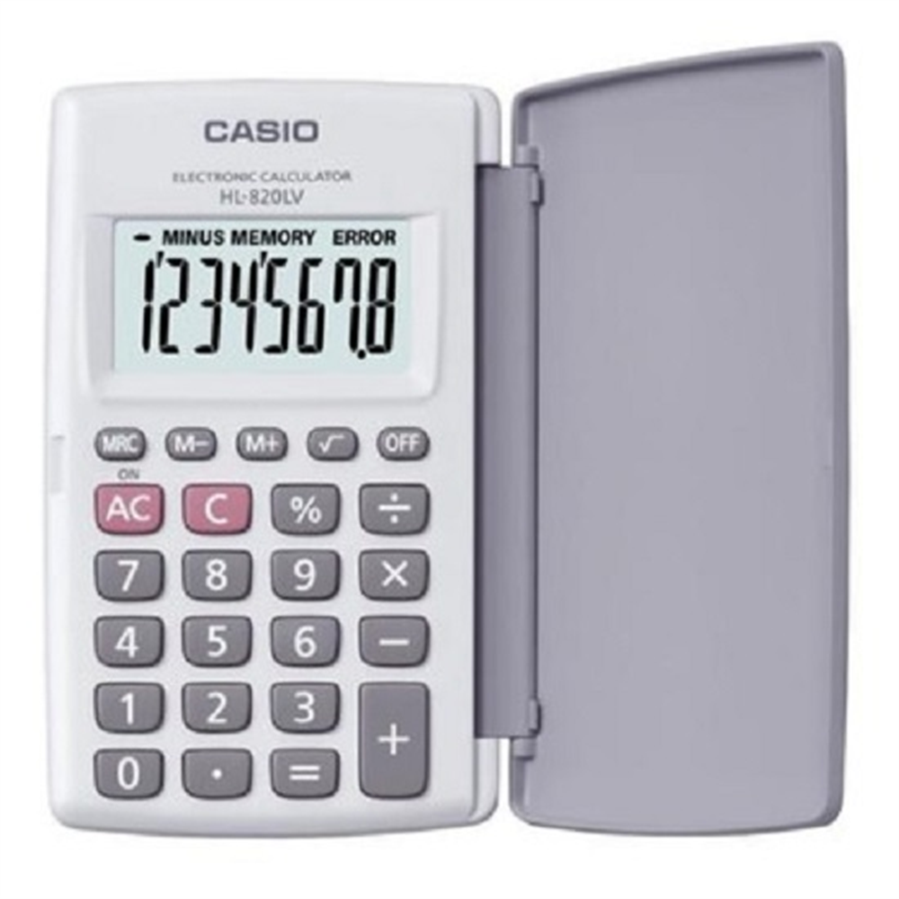 Casio HL-820LV-WE 8 Hane Beyaz Cep Tipi Hesap Makinesi