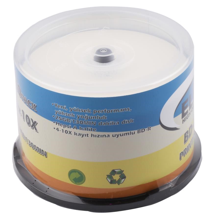 CD-DVD Elba Blu-Ray BD-R 10X 25GB 50Lİ Cake Box Prıntable Satın Al