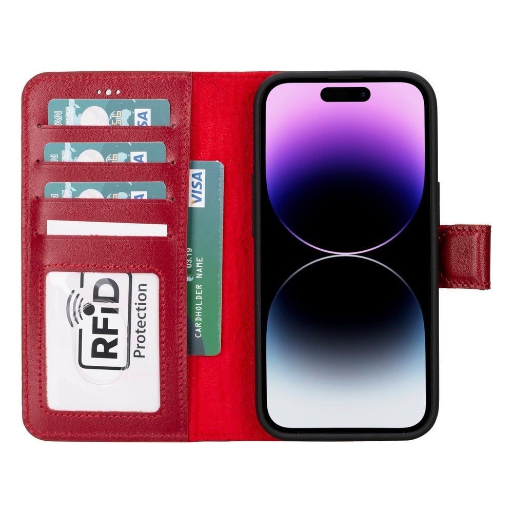 Cep Telefonu Aksesuarları Apple iPhone 15 Uyumlu Deri Cüzdanlı Kılıf MWWN V4EF Kırmızı Satın Al