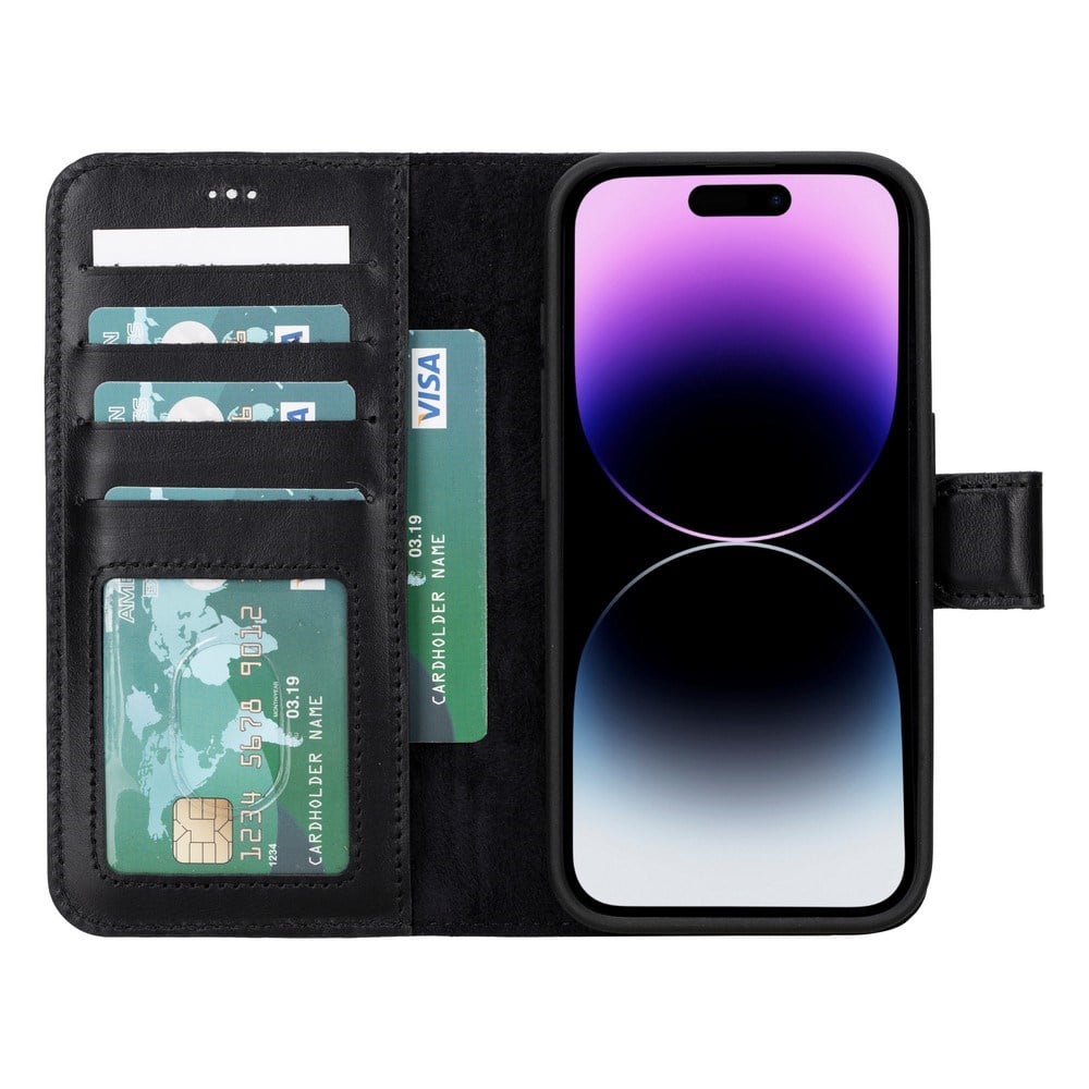 Cep Telefonu Aksesuarları Apple iPhone 15 Pro Uyumlu Deri Cüzdanlı Kılıf MWWN RST1 Siyah Satın Al