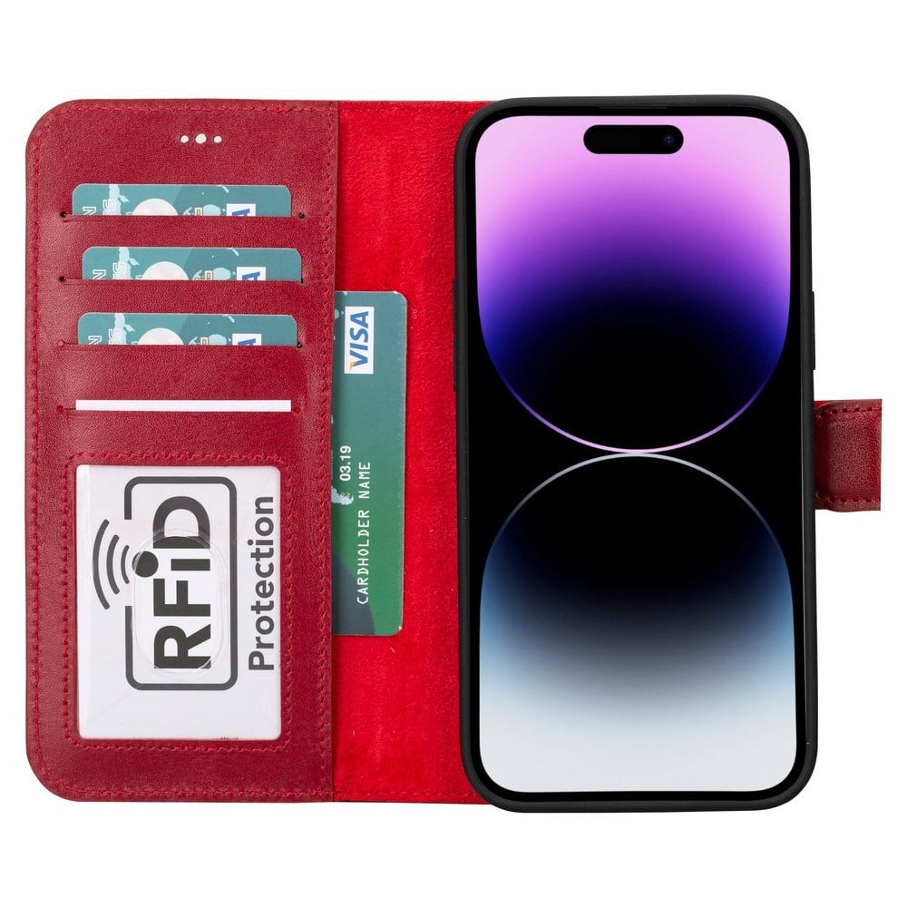 Cep Telefonu Aksesuarları Apple iPhone 15 Plus Uyumlu Deri Cüzdanlı Kılıf MWWN V4EF Kırmızı Satın Al