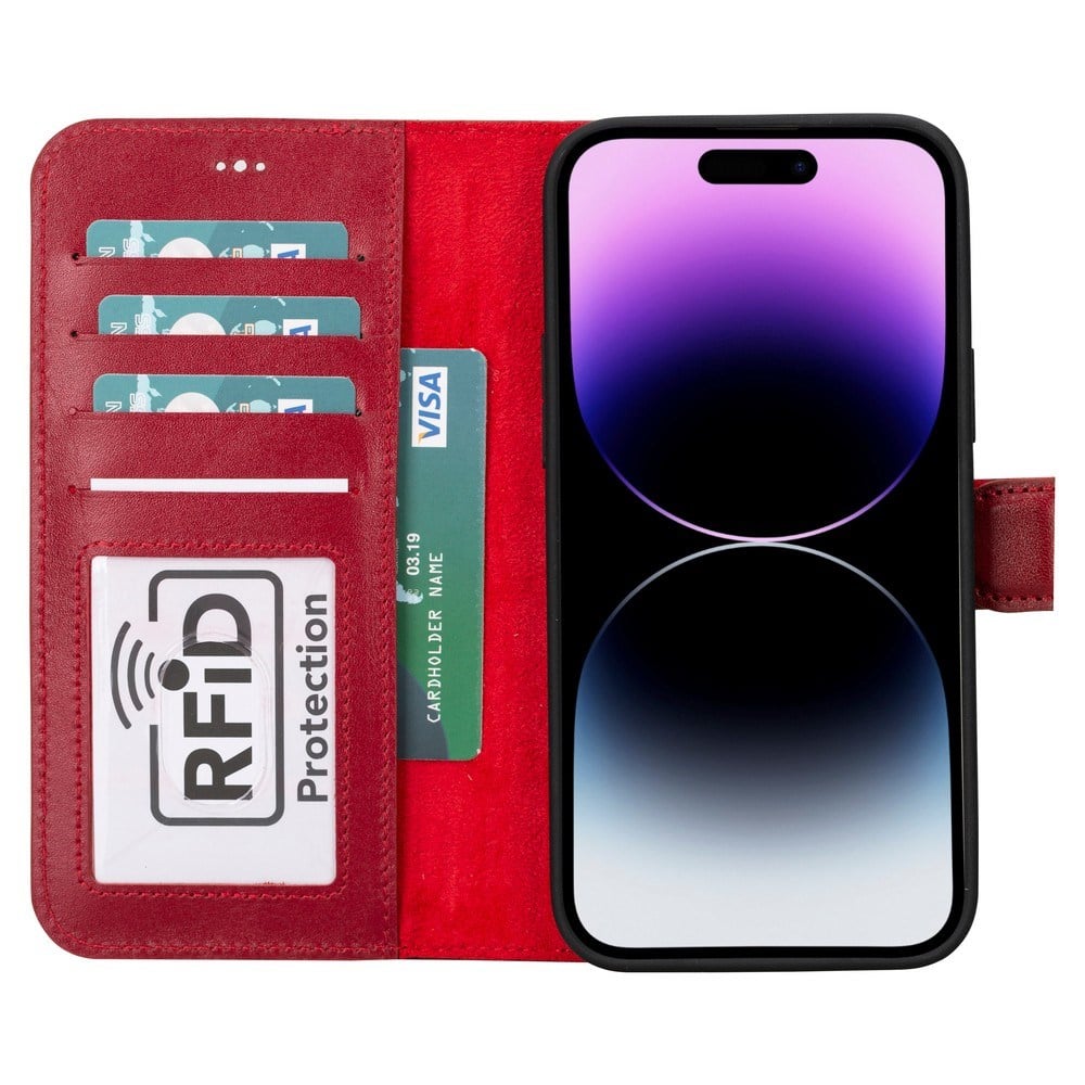 Cep Telefonu Aksesuarları Apple iPhone 15 Plus Uyumlu Deri Cüzdanlı Kılıf MWWN V4EF Kırmızı Satın Al