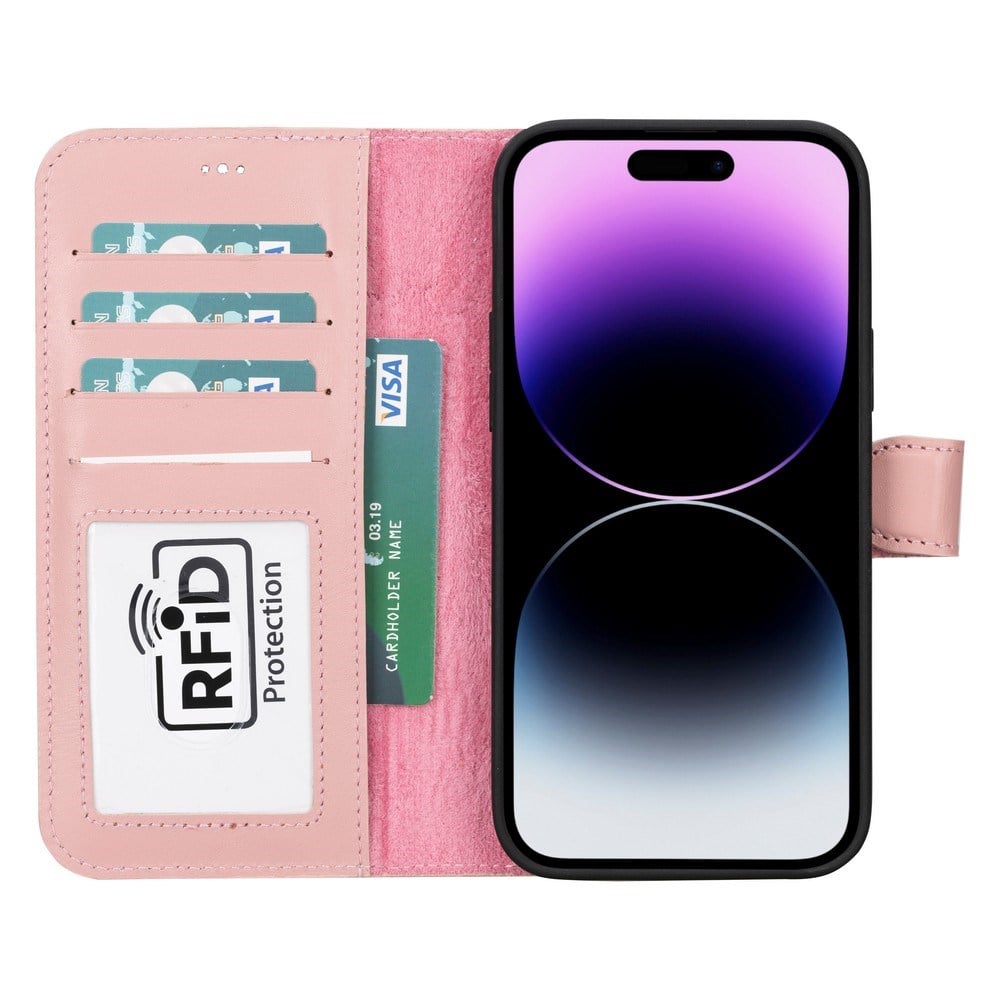 Cep Telefonu Aksesuarları Apple iPhone 15 Plus Uyumlu Deri Cüzdanlı Kılıf MWWN NU2 Pembe Satın Al