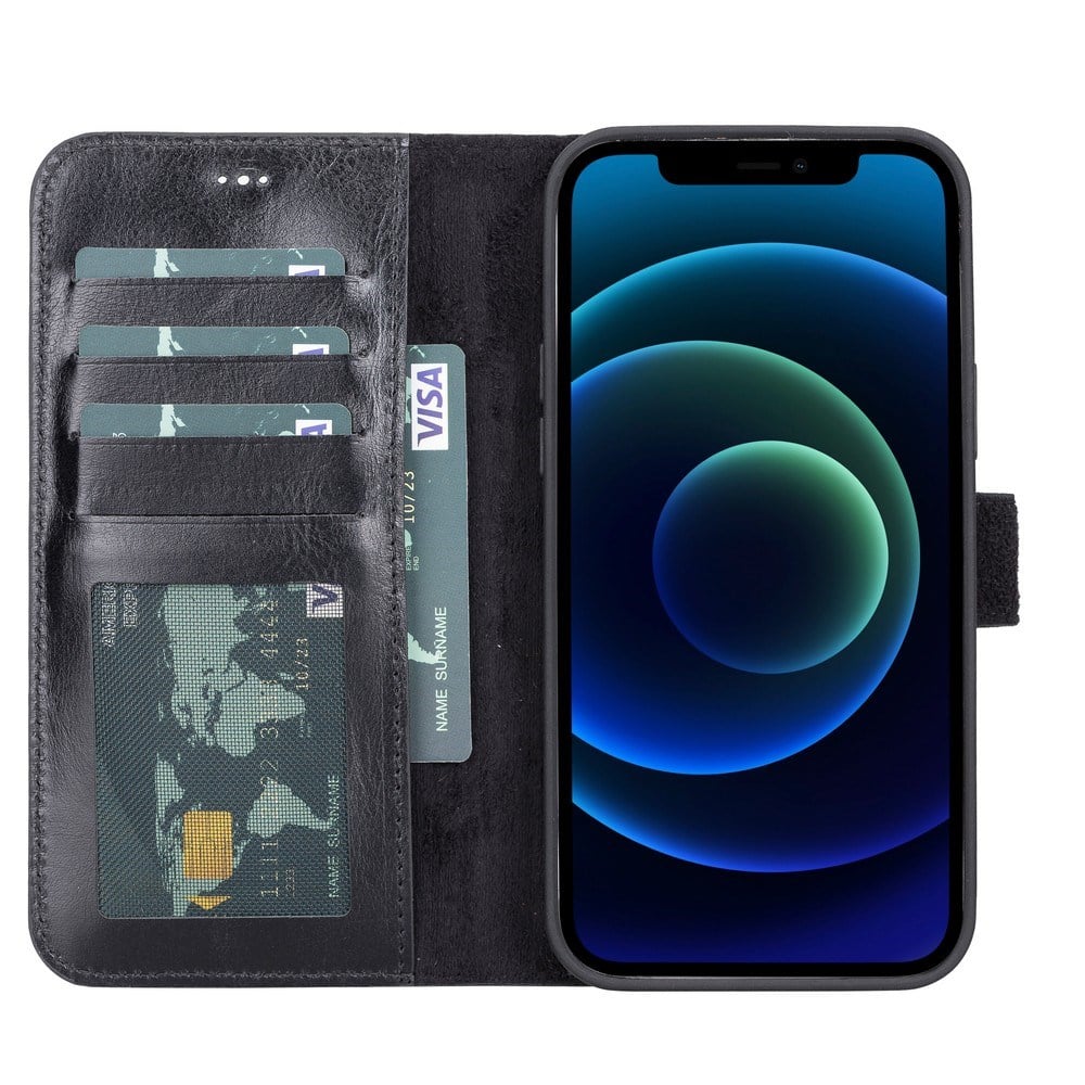 Cep Telefonu Aksesuarları Apple iPhone 13 Pro Uyumlu Deri Cüzdanlı Kılıf RST1 Siyah Satın Al