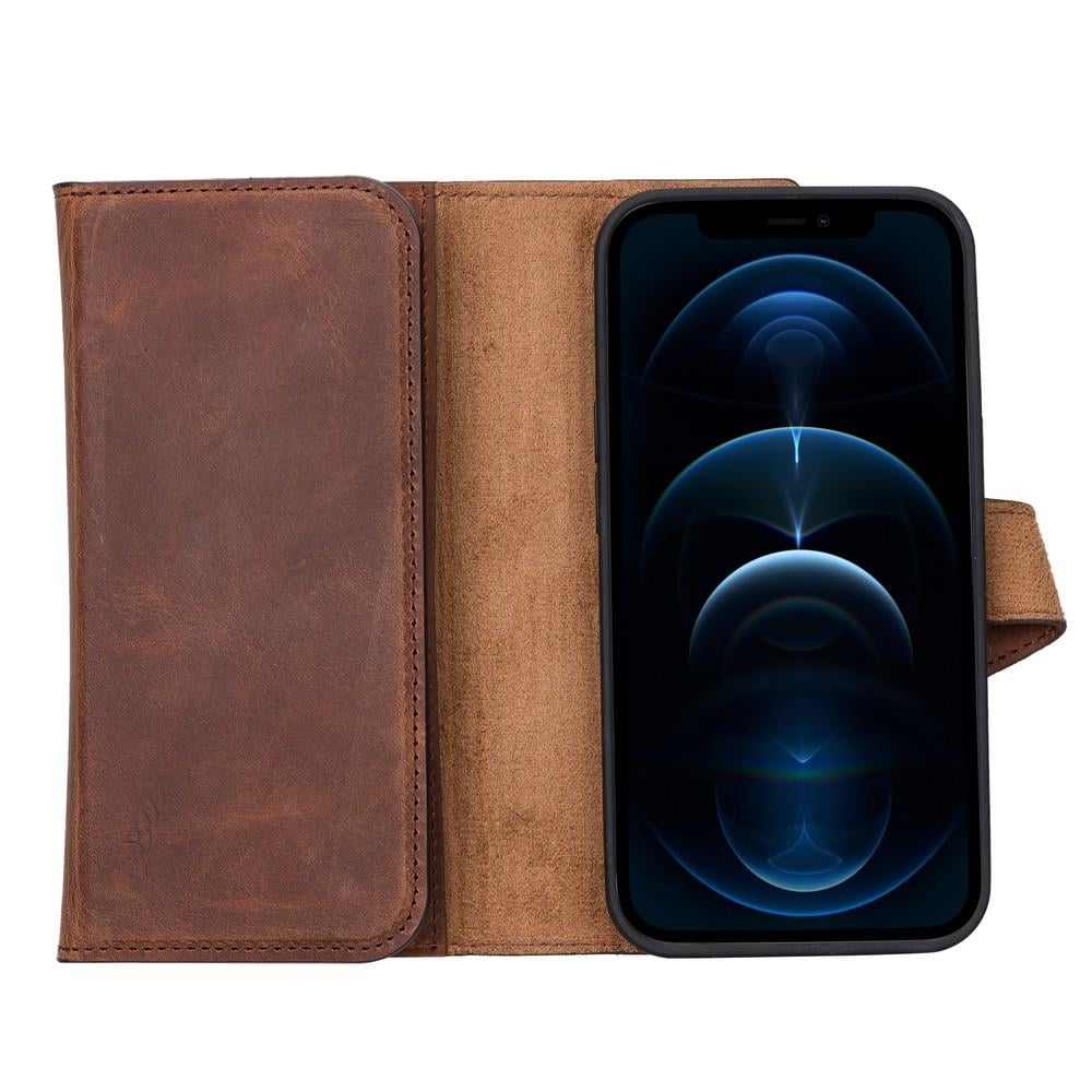 Cep Telefonu Aksesuarları Apple iPhone 13 Mini Uyumlu Deri Cüzdanlı Kılıf Santa G2 Kahve Satın Al