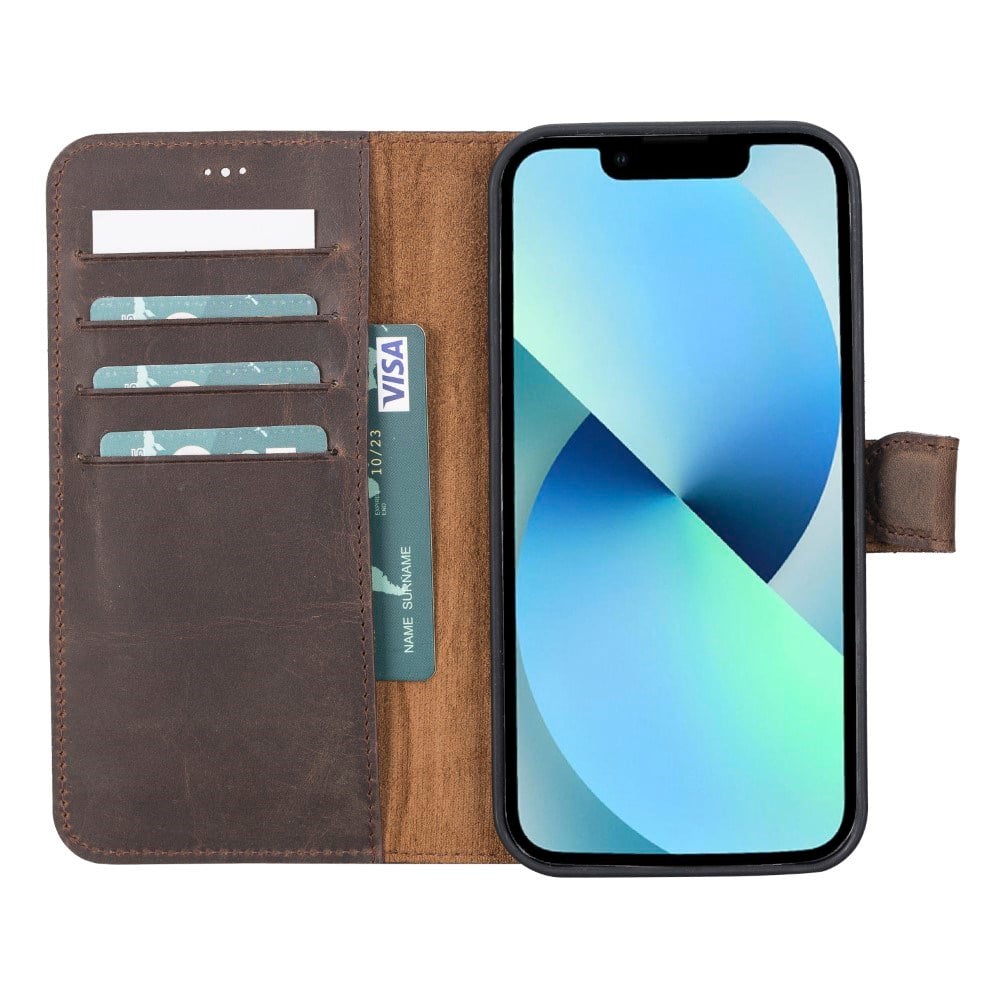 Cep Telefonu Aksesuarları Apple iPhone 13 Pro Max Uyumlu Deri Cüzdanlı Kılıf G6 Kahverengi Satın Al