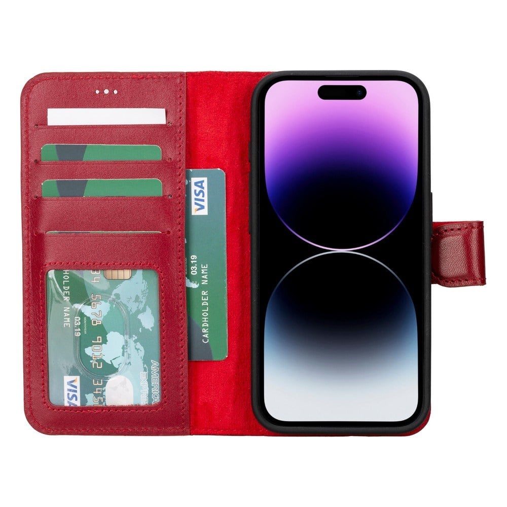 Cep Telefonu Aksesuarları Apple iPhone 15 Pro Uyumlu Deri Cüzdanlı Kılıf MWWN V4EF Kırmızı Satın Al