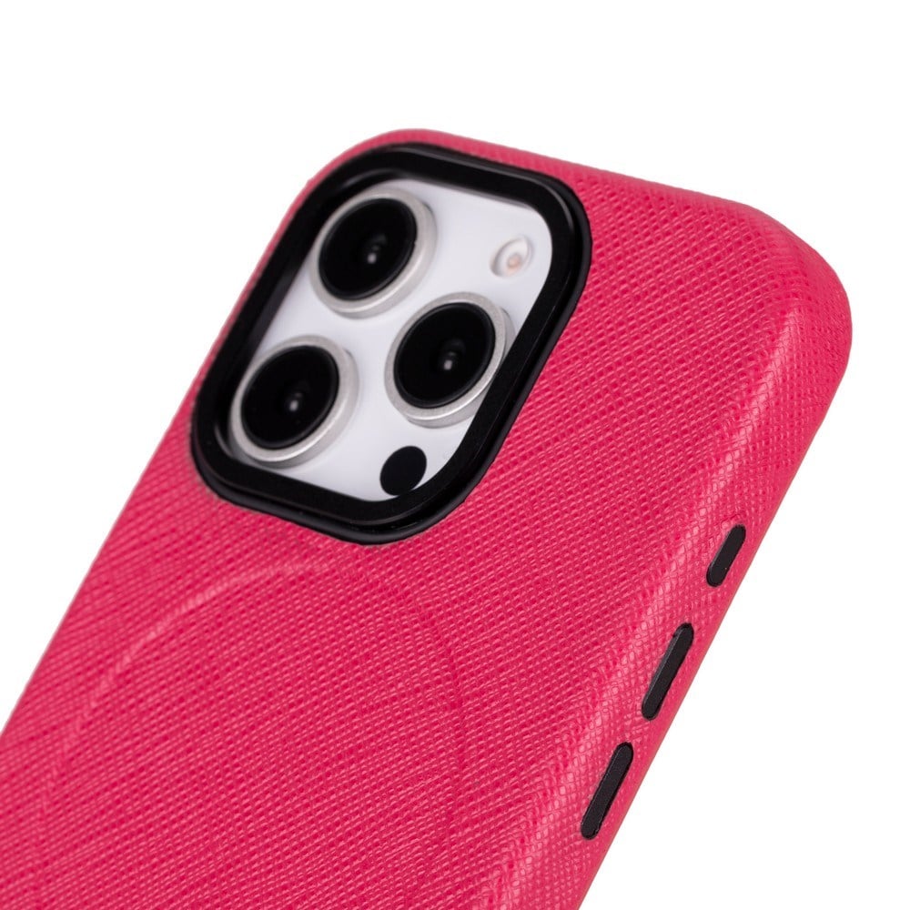 Cep Telefonu Aksesuarları Apple iPhone 16 Pro Max uyumlu, Hakiki Deri, El Yapımı Kılıf, Pembe Satın Al
