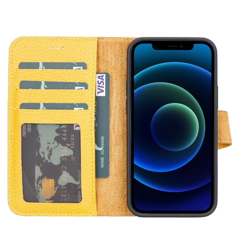 Cep Telefonu Aksesuarları Apple iPhone 13 Mini Uyumlu Deri Cüzdanlı Kılıf FL12 Sarı Satın Al