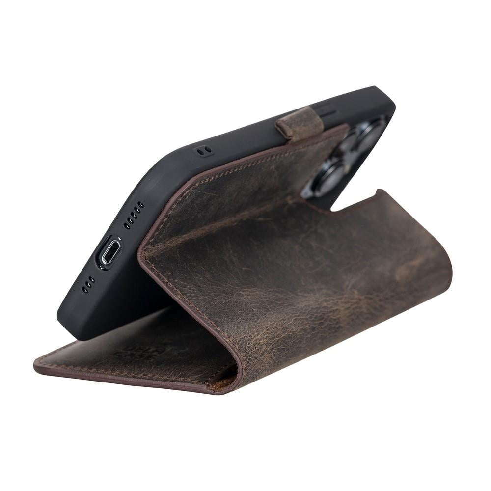 Cep Telefonu Aksesuarları Apple iPhone 13 Pro Uyumlu Deri Cüzdanlı Kılıf Acı Kahve Satın Al