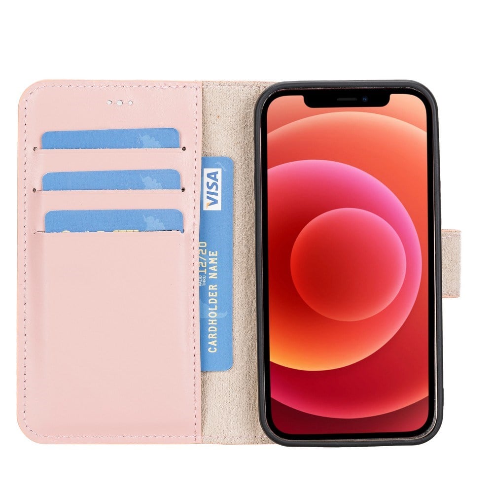 Cep Telefonu Aksesuarları Apple iPhone 12 mini Uyumlu Deri Cüzdanlı Kılıf NU2 Pembe Satın Al