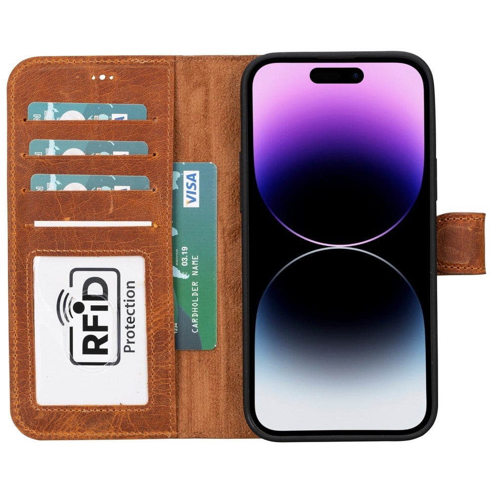 Cep Telefonu Aksesuarları Apple iPhone 15 Plus Uyumlu Deri Cüzdanlı Kılıf MWWN G19 Taba Satın Al