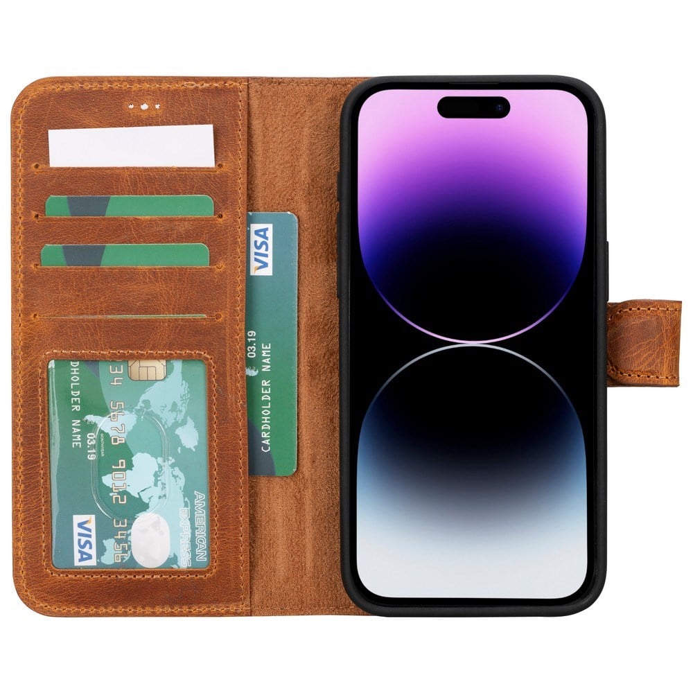 Cep Telefonu Aksesuarları Apple iPhone 15 Pro Max Uyumlu Deri Cüzdanlı Kılıf MWWN G19 Taba Satın Al