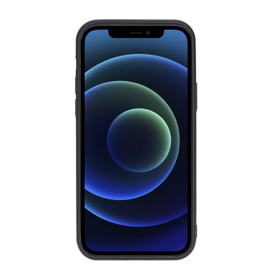 Cep Telefonu Aksesuarları Apple iPhone 12 Uyumlu Deri Arka Kapak RST1 Siyah Satın Al