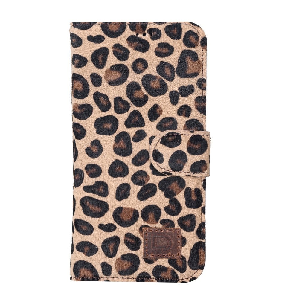 Cep Telefonu Aksesuarları Apple iPhone 13 Pro Uyumlu Deri Cüzdanlı Kılıf Leopar Desen Satın Al