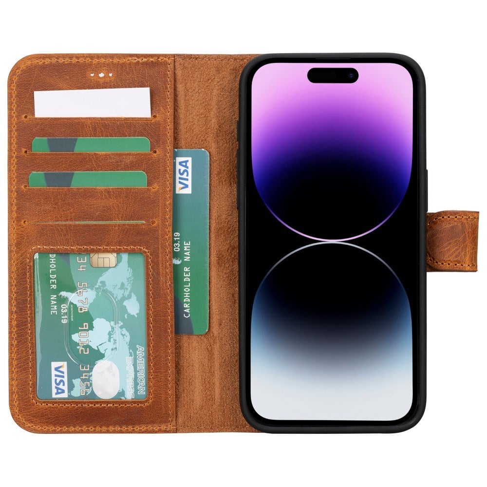 Cep Telefonu Aksesuarları Apple iPhone 15 Pro Max Uyumlu Deri Cüzdanlı Kılıf MWWN G19 Taba Satın Al