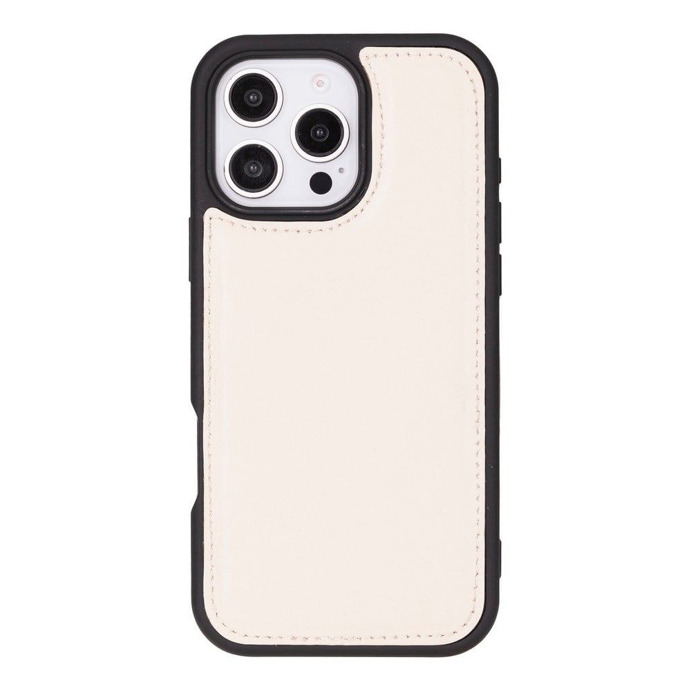 Cep Telefonu Aksesuarları Apple iPhone 16 Pro uyumlu, Hakiki Deri, El Yapımı, Cüzdanlı Kılıf, Krem Renk Satın Al