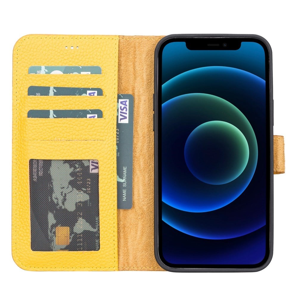 Cep Telefonu Aksesuarları Apple iPhone 13 Pro Max Uyumlu Deri Cüzdanlı Kılıf FL12 Sarı Satın Al
