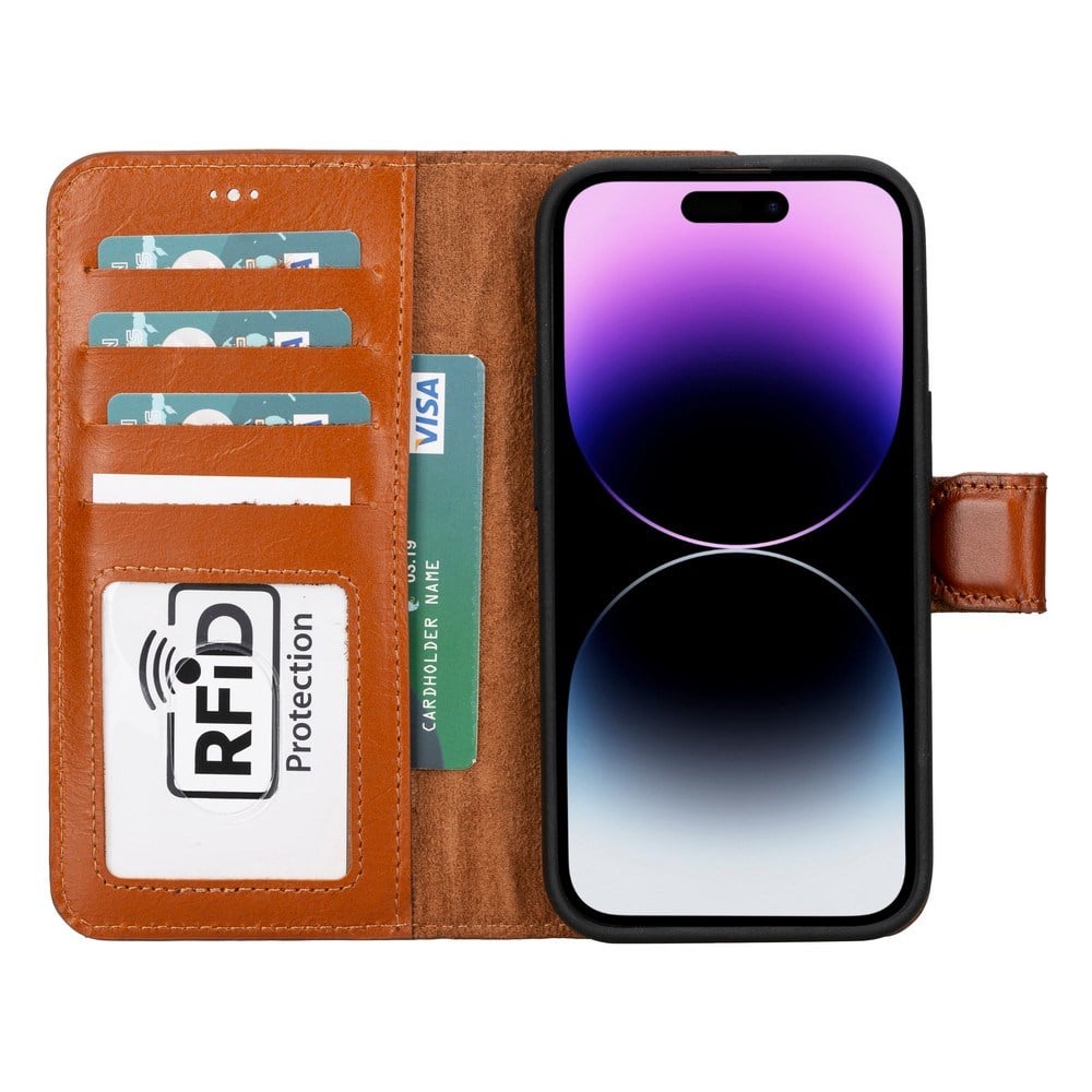 Cep Telefonu Aksesuarları Apple iPhone 15 Plus Uyumlu Deri Cüzdanlı Kılıf MWWN RST2EF Taba Satın Al