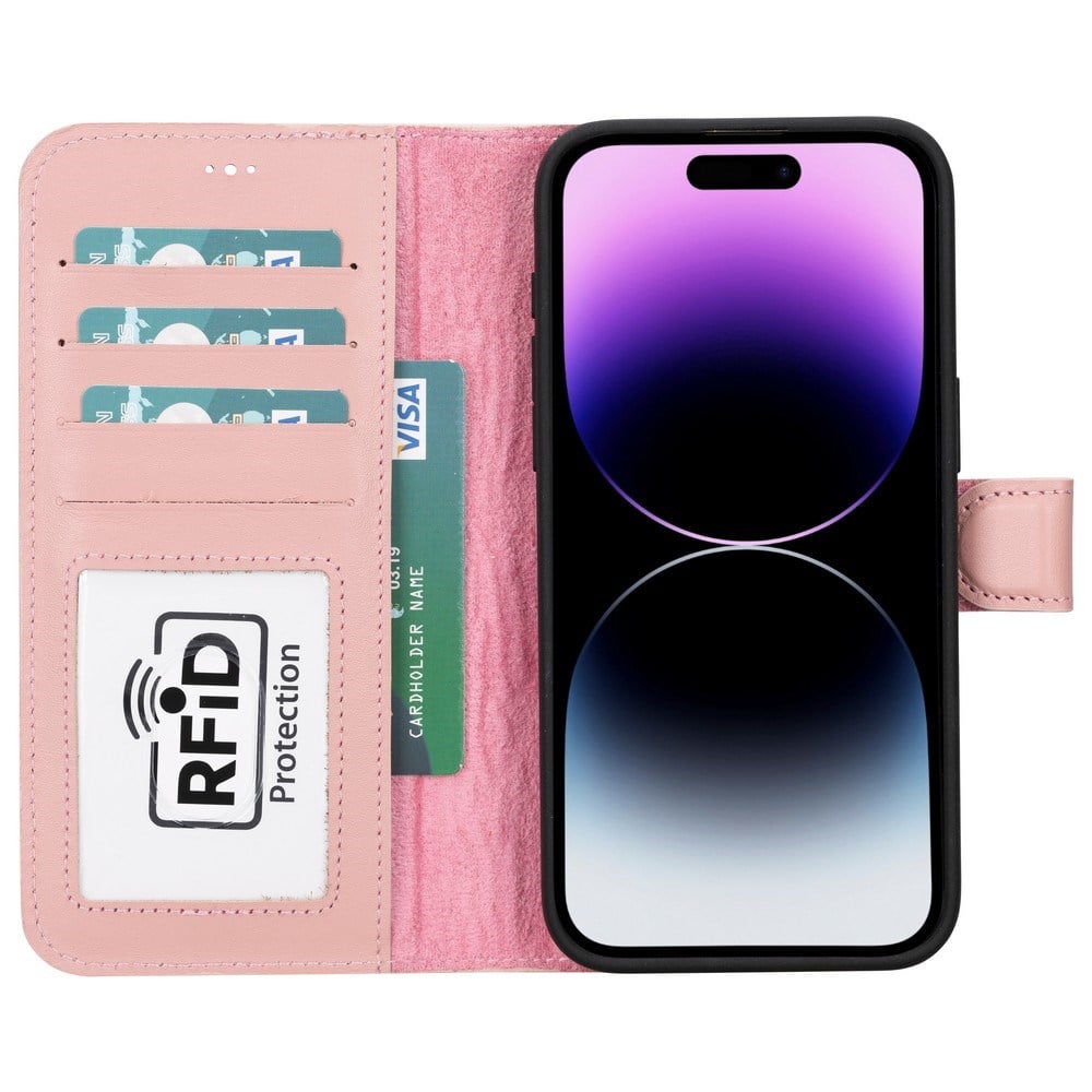 Cep Telefonu Aksesuarları Apple iPhone 15 Pro Max Uyumlu Deri Cüzdanlı Kılıf MWWN NU2 Pembe Satın Al