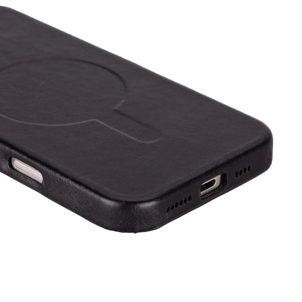 Cep Telefonu Aksesuarları Apple iPhone 16 Pro Max uyumlu, Hakiki Deri, El Yapımı Kılıf, Parlak Siyah Satın Al