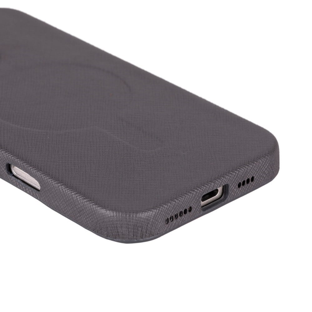 Cep Telefonu Aksesuarları Apple iPhone 16 Pro Max uyumlu, Hakiki Deri, El Yapımı Kılıf, Gri Satın Al