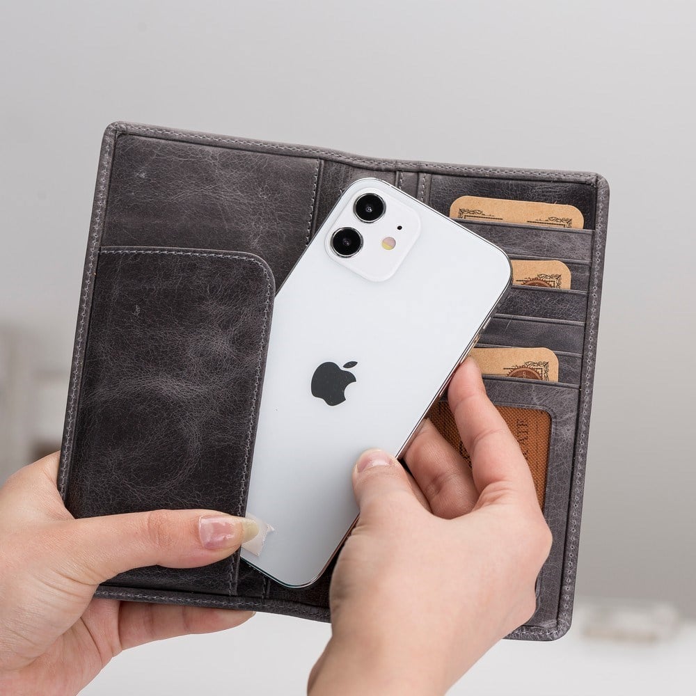 Cep Telefonu Aksesuarları Evra 6.7 inch Uyumlu Deri Kartlıklı Kılıf TN18 Gri Satın Al