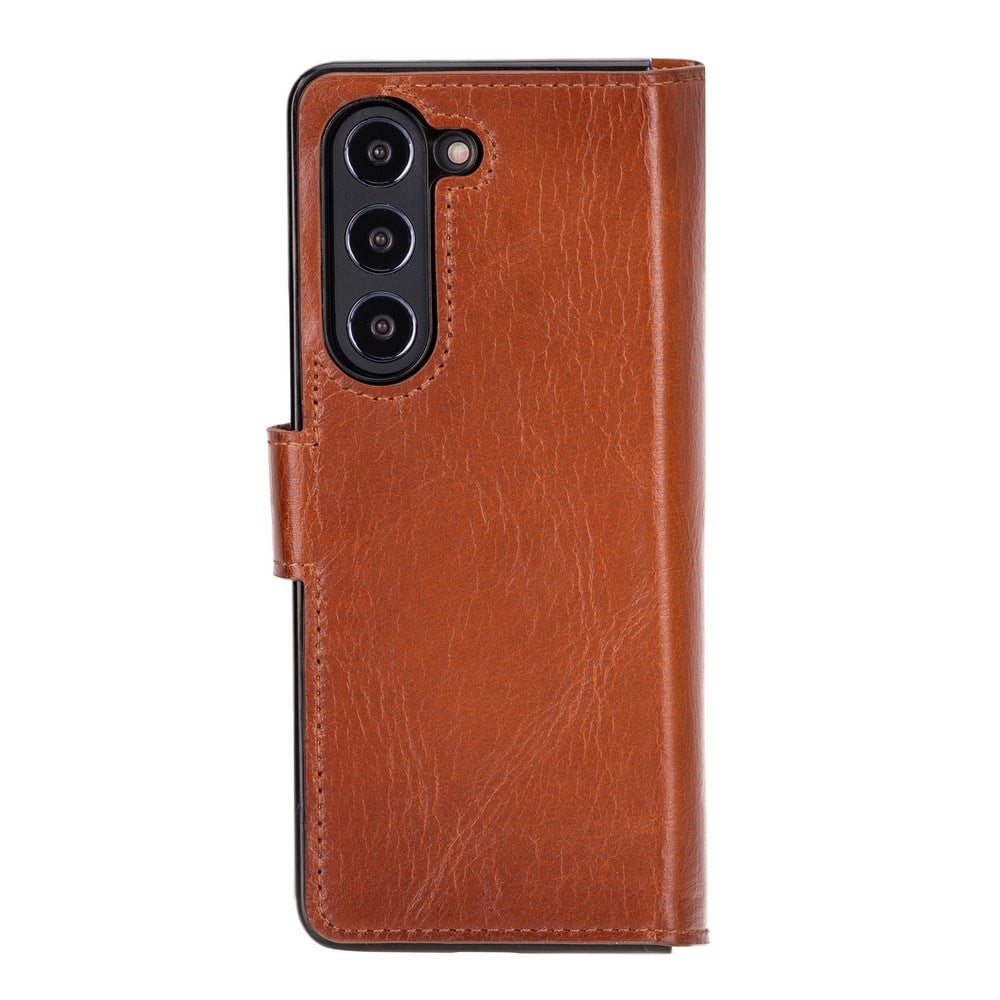 Cep Telefonu Aksesuarları Samsung Galaxy Z Fold5 Uyumlu Deri Cüzdanlı Kılıf Efektli Taba Satın Al