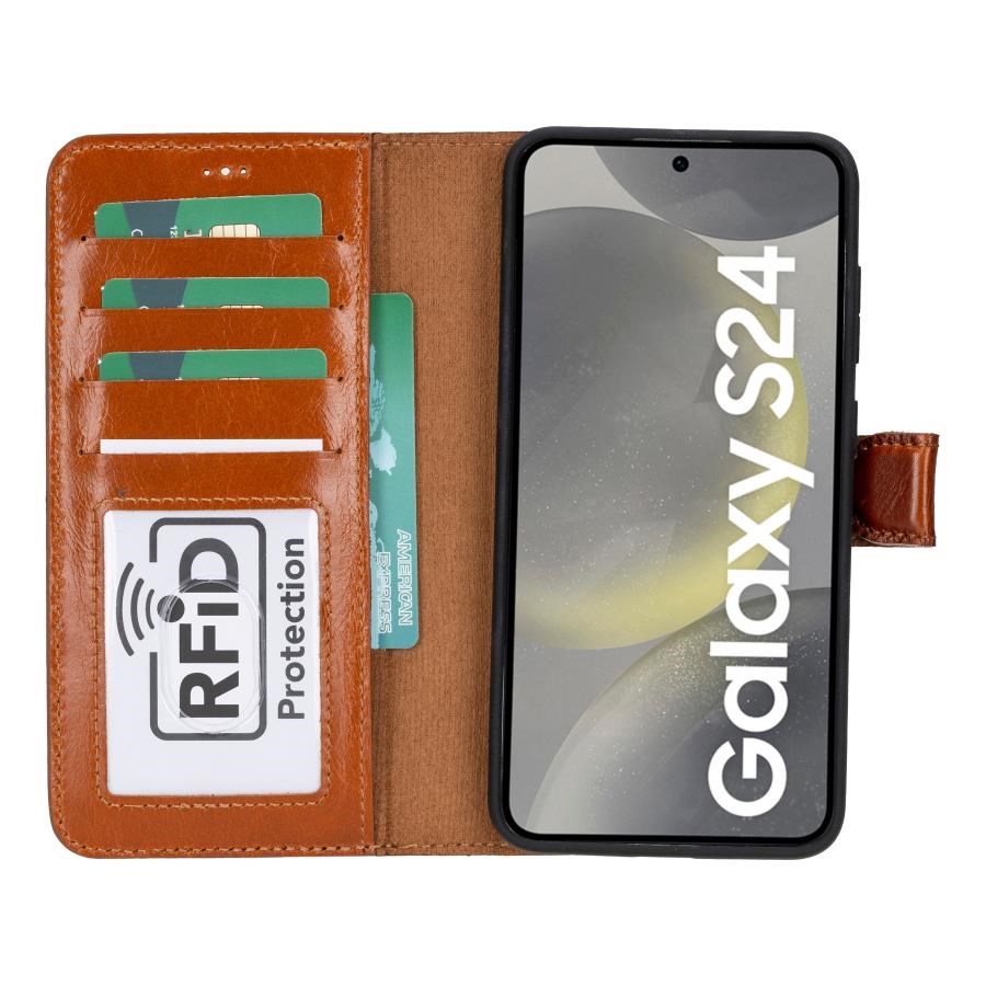 Cep Telefonu Aksesuarları Samsung Galaxy S24 Plus Uyumlu, Deri Cüzdanlı Kılıf, Efektli Taba Satın Al