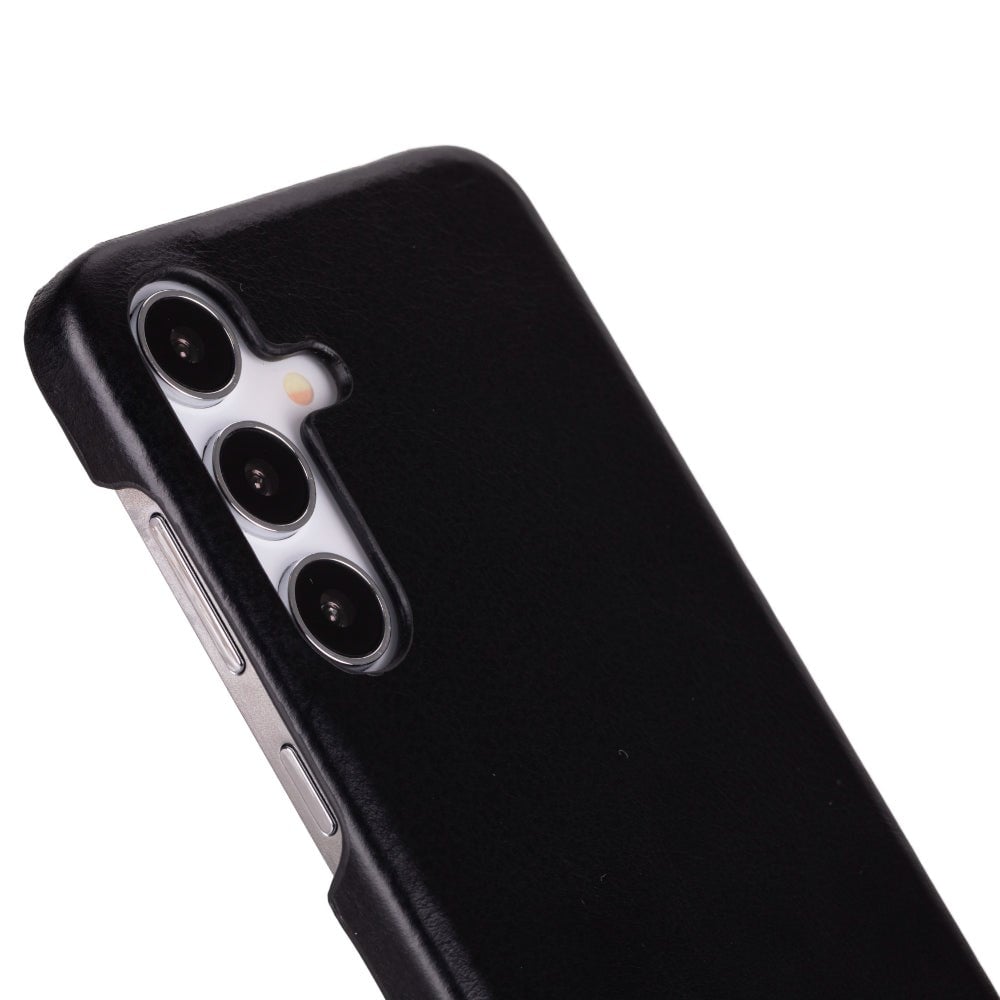 Cep Telefonu Aksesuarları Samsung Galaxy S25 Plus Uyumlu, Hakiki Deri, El Yapımı Arka Kapak, Kömür Siyah Satın Al