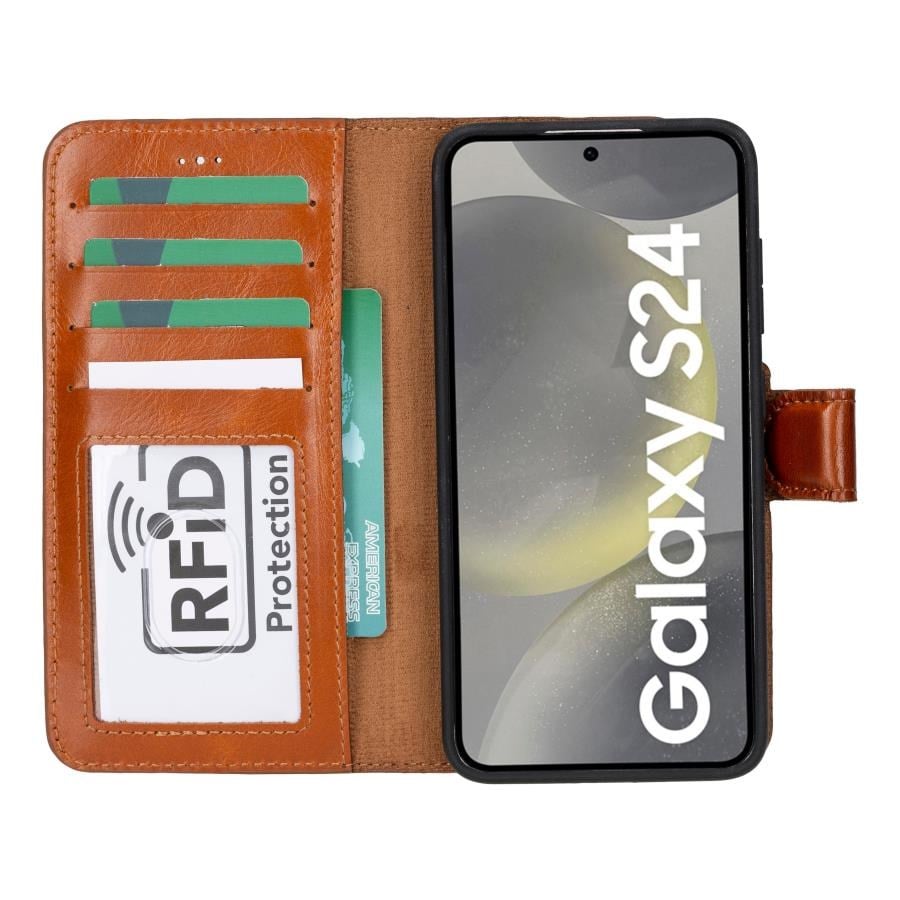 Cep Telefonu Aksesuarları Samsung Galaxy S24 Uyumlu, Deri Cüzdanlı Kılıf, Efektli Taba Satın Al