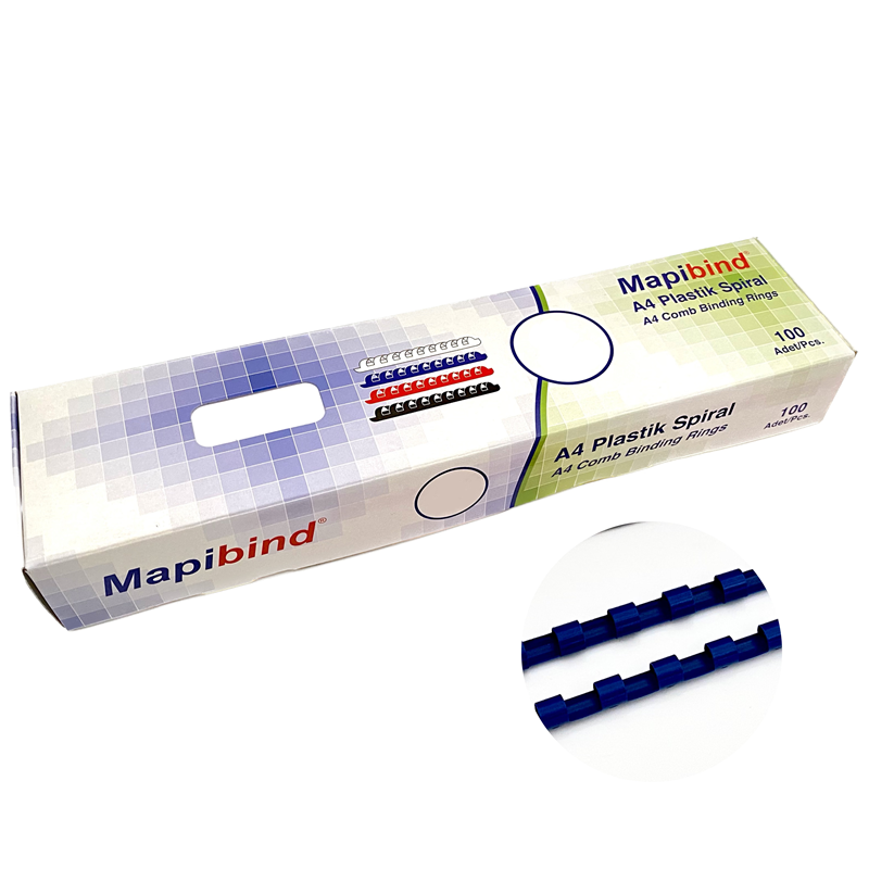 Cilt Kapakları MAPİBİND 6MM PLASTİK SPİRAL LACİVERT 100 AD. Satın Al