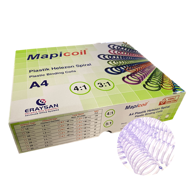Cilt Kapakları MAPİCOİL 3:1 PLASTİK HELEZON SPİRAL 45MM ŞEFFAF 50 AD. 36 LOP Satın Al