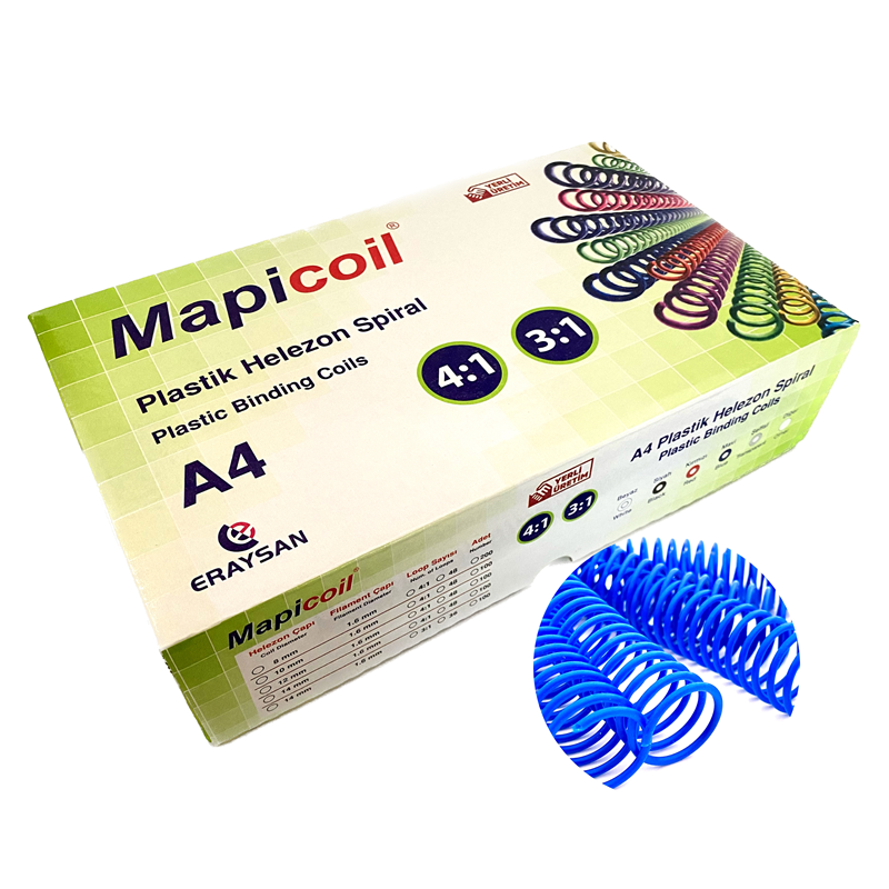 Cilt Kapakları MAPİCOİL 4:1 PLASTİK HELEZON SPİRAL 12MM MAVİ 100 AD. 48 LOP Satın Al